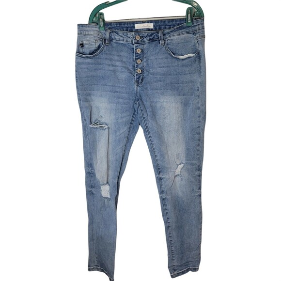 KanCan High Rise Super Skinny Distressed Jean Button Fly Stretch Blue 15/31 Lyla - Picture 4 of 9